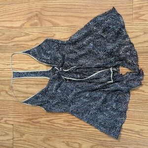 Animale front-tie flowy t-strap tank, blue and black animal print, 42 (US 6)